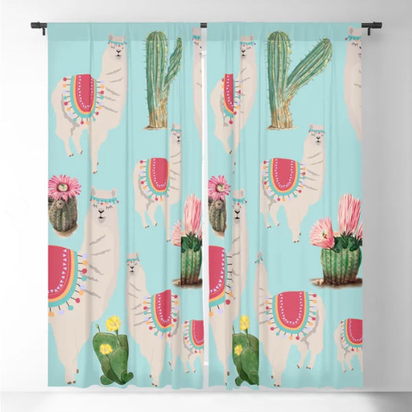 Cute Fiesta Llama & Cactus Pattern/Blackout Curtain