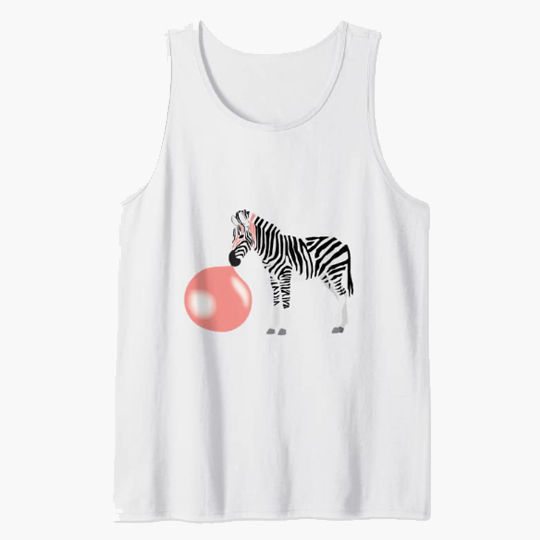 Funny Zebra Animal Blowing a Pink Bubble Tank Top
