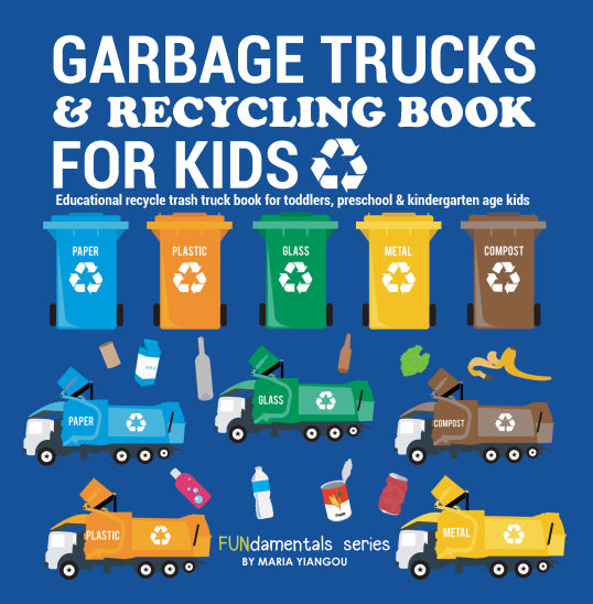 GARBAGE TRUCKS & RECYCLING BOOK FOR KIDS