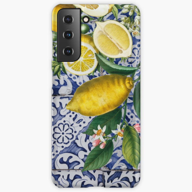 Mediterranean Lemons Summer Portuguese Tiles Samsung Galaxy Phone Case