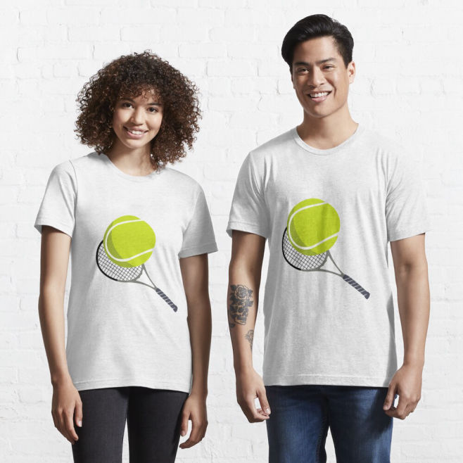 Tennis Ball & Racket Racquet Illustration Essential T-Shirt