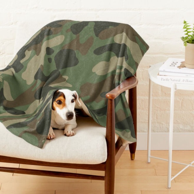 Camouflage Green Camo Army Pattern Pet Blanket