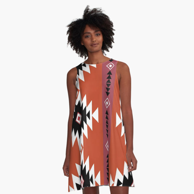 Aztec Tribal Colorful Pattern A-Line Dress