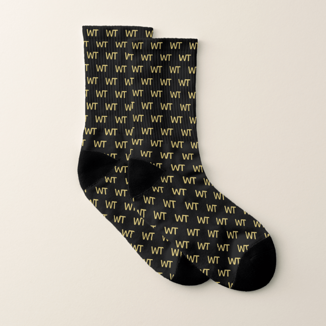 Personalized Black Gold Initials Logo Socks